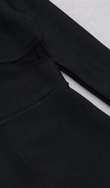 MESH STITCHED SKINNY BUTTOCKS MIDI DRESS IN BLACK styleofcb