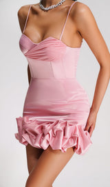 RUFFLED CORSET MINI DRESS IN PEACH DRESS STYLE OF CB