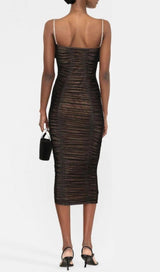 BOW MESH STRAPPY MIDI DRESS IN BLACK styleofcb