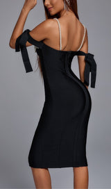 RHINESTONE STRAPPY MIDI DRESS IN BLACK DRESS STYLE OF CB