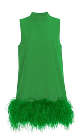 FEATHER MINI DRESS IN WHITE Dresses styleofcb XS GREEN