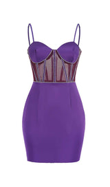 MESH CORSET MINI DRESS IN PURPLE styleofcb