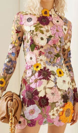 EMBROIDERED LACE HALF HIGH COLLAR MINI DRESS styleofcb