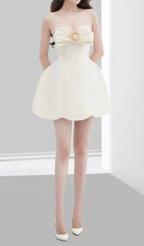 BOW DECORATIVE BANDEAU DRESS SET IN CHAMPAGNE styleofcb