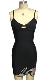 CRYSTAL FLOWER MINI DRESS IN BLACK Dresses styleofcb