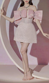 PINK BOWKNOT STRAPLESS MINI DRESS styleofcb