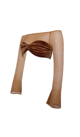 VELVET MESH SLEEVE TWO PIECE SUIT Tops styleofcb