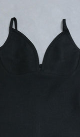 V NECK BACKLESS BODYCON MIDI DRESS IN BLACK Dresses styleofcb