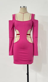 LONG SLEEVES CUT OUT MINI DRESS IN PINK Dresses styleofcb
