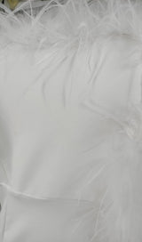 FEATHER STRAPLESS MAXI DRESS IN WHITE Dresses styleofcb