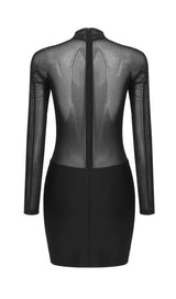 MESH STITCHED SLIM-FIT MINI DRESS IN BLACK styleofcb