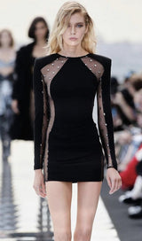 LACE PATCHWORK SEXY DRESS IN BLACK styleofcb