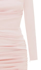 PLEATED SLIM-FIT DRESS IN NUDE PINK styleofcb