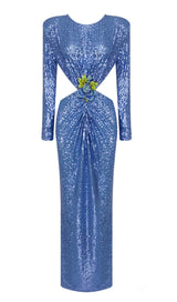 SEQUIN CUTOUT BACKLESS MAXI DRESS IN BLUE DREESES styleofcb