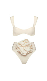 ROSE EMBELLISHED BIKINI SUIT IN IVORY styleofcb