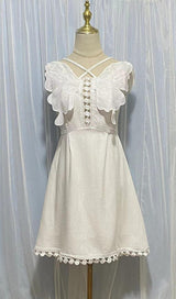 WHITE BUTTERFLY EMBROIDERY MINI DRESS styleofcb