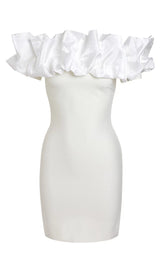 BANDAGE SOFT PLEATED MINI DRESS IN WHITE styleofcb