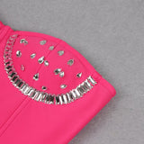 CRYSTAL STITCHED CUTOUT TWO PIECE SET IN PINK DRESS sis label