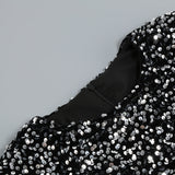 SEQUIN FEATHER LONG SLEEVES MIDI DRESS styleofcb