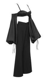 BUBBLE SLEEVE TWO PIECE SUIT IN BLACK Suits styleofcb