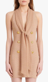 SLEEVELESS V NECK MINI DRESS IN APRICOT Dresses styleofcb