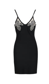 CRYSTAL IRIS EMBROIDERY MINI DRESS IN BLACK styleofcb