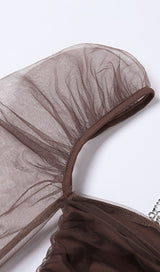 MESH TWISTED DRESS IN BROWN styleofcb