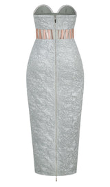 JACQUARD STRAPLESS MIDI DRESS IN YELLOW Dresses styleofcb