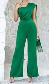 SATIN STRAP JUMPSUIT IN GREEN styleofcb