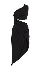 ONE SHOULDER CUTOUT MIDI DRESS IN BLACK Dresses styleofcb