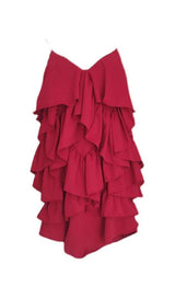 V NECK SLEEVELESS MINI DRESS IN RED DRESSES styleofcb