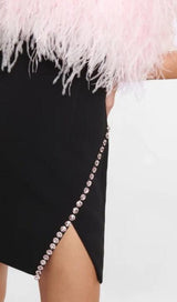 BANDAGE FEATHER CRYSTAL MINI DRESS IN BLACK styleofcb
