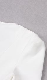 SQUARE SHOULDER CORSET MIDI DRESS IN WHITE styleofcb