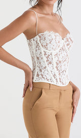 MILA IVORY LACE UNDERWIRED CORSET TOP Tops styleofcb