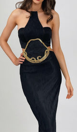 HALTER CHAIN MAXI DRESS IN BLACK styleofcb