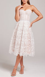 LACE BANDEAU MIDI DRESS IN WHITE styleofcb