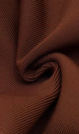 BROWN SLEEVELESS CHEST HOLLOW FRINGE HEM SKINNY MAXI DRESS styleofcb