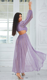 LONG SLEEVE V NECK MAXI DRESS IN PURPLE Dresses styleofcb