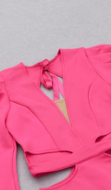 PHOSPHOR V-NECK WAIST CUT OUT MIDI DRESS styleofcb