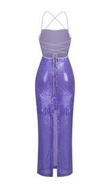 SEQUIN BACKLESS MAXI DRESS IN PURPLE styleofcb
