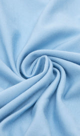 SKY BLUE HANGING NECK OFF-THE-SHOULDER WAIST HOLLOW HIGH SLIT STRETCH MIDI DRESS styleofcb