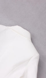 WHITE FEATHER LONG SLEEVE BLAZER MINI DRESS styleofcb