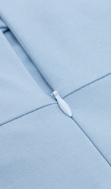 SKY BLUE HANGING NECK OFF-THE-SHOULDER WAIST HOLLOW HIGH SLIT STRETCH MIDI DRESS styleofcb