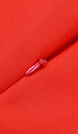 SQUARE SHOULDER CORSET MIDI DRESS IN RED styleofcb