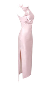 GLAM WITH EDGY SKINTIGHT LATEX GOWN IN PINK LEATHERETTE PIECES styleofcb