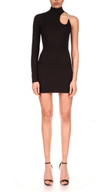 ONE SHOULDER CRYSTAL CHAIN MINI DRESSES IN BLACK styleofcb