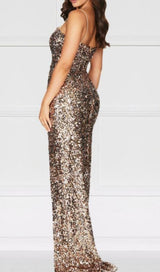 SEQUINS CONDOLE BELT MIDI DRESS styleofcb