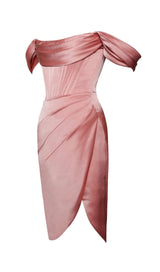 WILEY BLUSH PINK SATIN OFF SHOULDER CORSET DRESS Dresses styleofcb