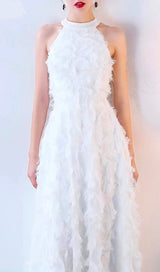 WHITE SLEEVELESS ROUNDNECK HALTERNECK MAXI DRESS styleofcb