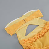 RUFFLE THIGH SLIT MAXI DRESS IN LIGHT ORANGE DRESS STYLE OF CB